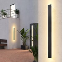 YUEEU LED zidna svjetiljka vanjska 60 cm crna IP65 vodootporna aluminijska 3000K toplo bijela vanjska i unutarnja zidna svjetiljka za terasu, vrt, verandu, vilu 3