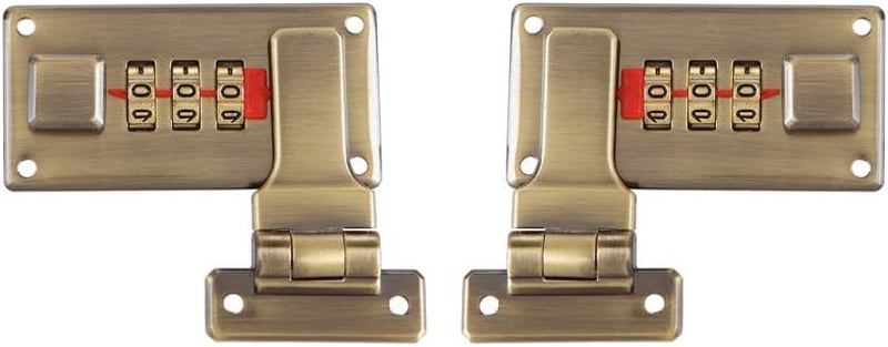 YUEHUA 2 db-os Bronz Számzáras Bőrönd Lakat Szett - 3 Számjegyű Kombinációs Zár Utazótáskához, Bőröndhöz, Szerszámosládához - Krómozott Acél