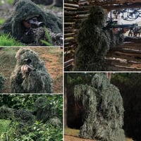 Yuehuamech Gyerek Ghillie Suit 3D Terepszínű Vadászruha Kamuflázs Egyenruha 6