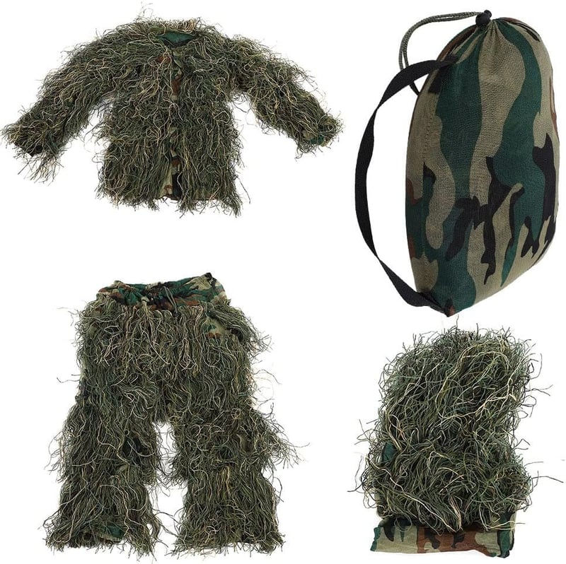 Yuehuamech Gyerek Ghillie Suit 3D Terepszínű Vadászruha Kamuflázs Egyenruha