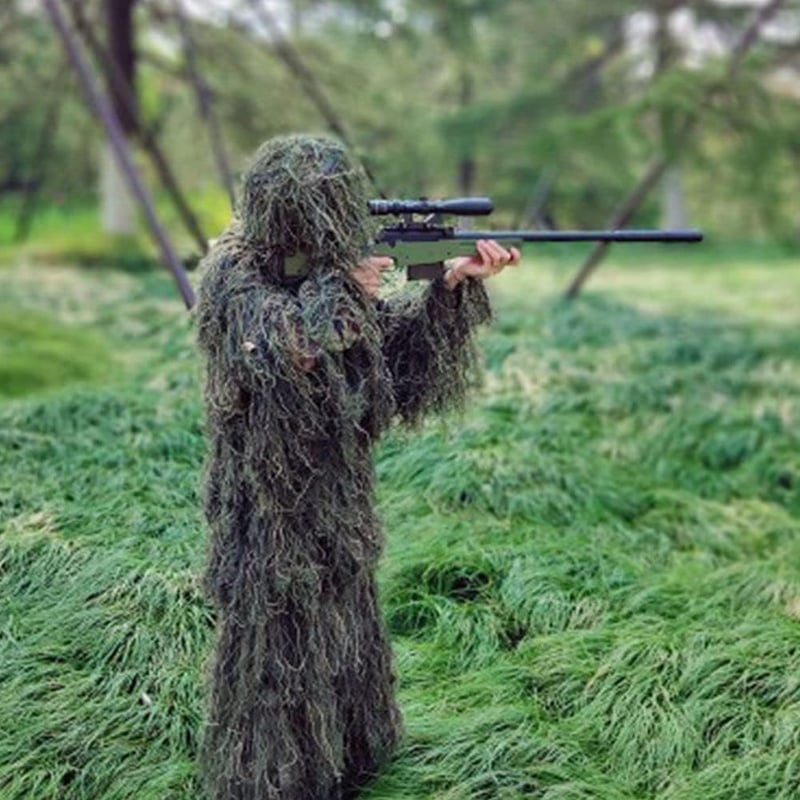 Yuehuamech Gyerek Ghillie Suit 3D Terepszínű Vadászruha Kamuflázs Egyenruha