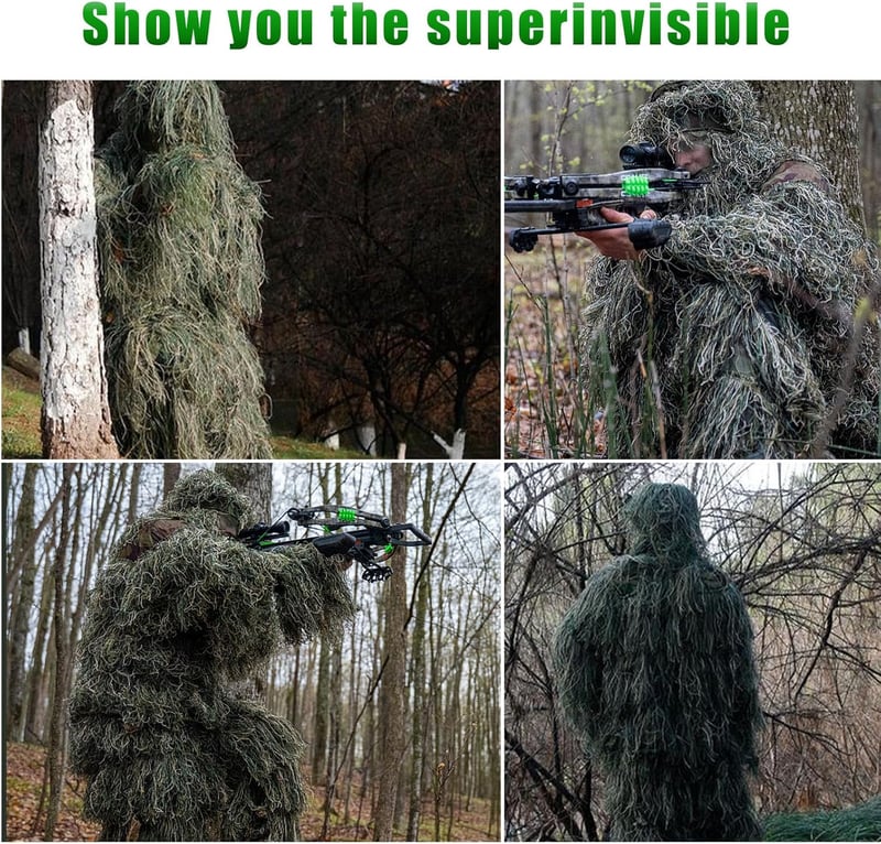 Yuehuamech Gyerek Ghillie Suit 3D Terepszínű Vadászruha Kamuflázs Egyenruha