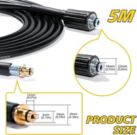 YUET High Pressure Hose Accessories 5 m Replacement Hose M22 (14 mm) with 10 mm for Kärcher HD HDS Pressure Washer for Karcher K2, K3, K4, K5 K6 K7 Old Model, Extension Hose Replacement Hose 6