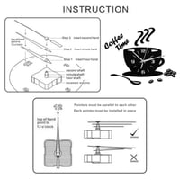 Ceas de perete 3D yufana cu autocolant oglindă, ceas de perete mare DIY, ceas modern autoadeziv pentru living, bucătărie, dormitor, decorațiuni de birou, formă ceașcă de cafea, negru 7