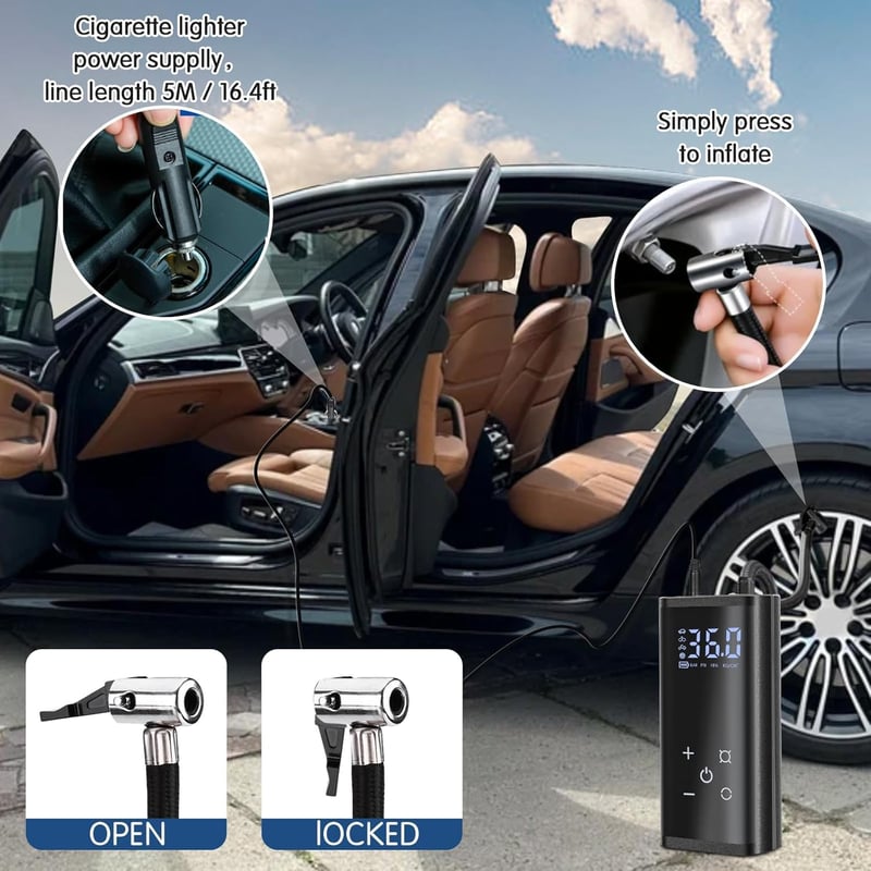 YUGUANG 150 PSI Hordozható Elektromos Légpumpa 6000mAh USB-C Kerékpár Autó Motor