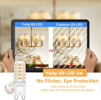 Yuiip G9 LED Izzó 4db, Szabályozható Fényerő, 340LM, 5W (50W Halogén Ekvivalens), Villódzásmentes, 3000K Meleg Fehér, 30000 Óra Élettartam 6