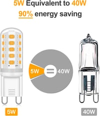 Yuiip G9 LED Izzó 4db, Szabályozható Fényerő, 340LM, 5W (50W Halogén Ekvivalens), Villódzásmentes, 3000K Meleg Fehér, 30000 Óra Élettartam 3