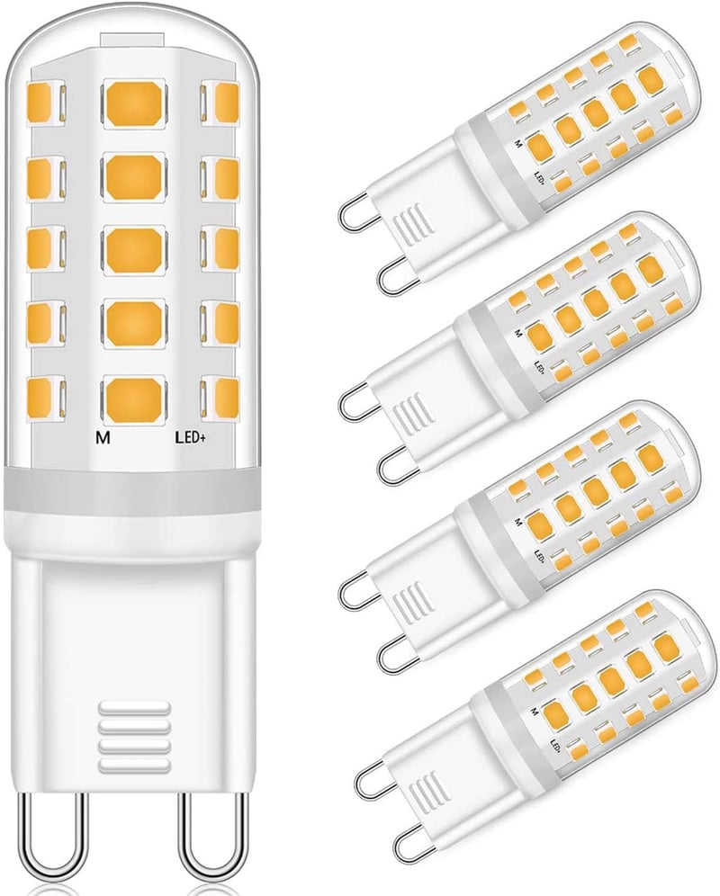 Yuiip G9 LED Izzó 4db, Szabályozható Fényerő, 340LM, 5W (50W Halogén Ekvivalens), Villódzásmentes, 3000K Meleg Fehér, 30000 Óra Élettartam