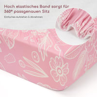 Yukkidds Moszkitó napínacia plachta do kolísky 3 ks, 81x41 cm, 360° gumi, mäkká, priedušná, z mikrovlákna, posteľná bielizeň pre bábätká, ružová víla 5