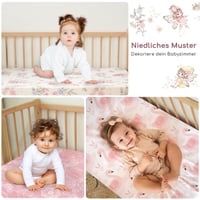 Yukkidds Moszkitó napínacia plachta do kolísky 3 ks, 81x41 cm, 360° gumi, mäkká, priedušná, z mikrovlákna, posteľná bielizeň pre bábätká, ružová víla 3
