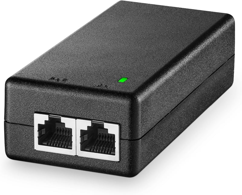 YuLinca 2 Portos Gigabit PoE+ Injektor, IEEE 802.3af 30W, 10/100/1000 Mbps, Plug & Play, Fali Rögzíthető, 100 Méteres Hatótáv