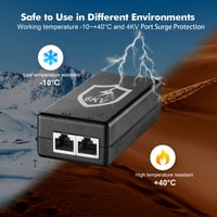YuLinca 2 Portos Gigabit PoE+ Injektor, IEEE 802.3af 30W, 10/100/1000 Mbps, Plug & Play, Fali Rögzíthető, 100 Méteres Hatótáv 3