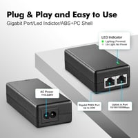 YuLinca 2 Portos Gigabit PoE+ Injektor, IEEE 802.3af 30W, 10/100/1000 Mbps, Plug & Play, Fali Rögzíthető, 100 Méteres Hatótáv 4