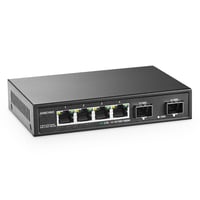 YuLinca 4-portový 2.5G sieťový switch s 2x10G SFP portami - kovové telo, bez ventilátora, nespravovateľný Ethernet rozbočovač, 2500Mbps 1