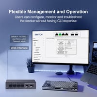 YuLinca 6 Portos 2.5G Menedzselhető Switch - 4x 2.5Gbps RJ45 + 2x 10G SFP+ Port, LACP/QOS/VLAN Támogatás, Fém Ház, Ventilátor Nélküli Hálóza 7