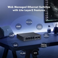 YuLinca 6 Portos 2.5G Menedzselhető Switch - 4x 2.5Gbps RJ45 + 2x 10G SFP+ Port, LACP/QOS/VLAN Támogatás, Fém Ház, Ventilátor Nélküli Hálóza 4