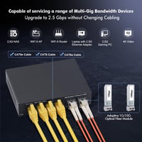 YuLinca 6 Portos 2.5G Menedzselhető Switch - 4x 2.5Gbps RJ45 + 2x 10G SFP+ Port, LACP/QOS/VLAN Támogatás, Fém Ház, Ventilátor Nélküli Hálóza 5