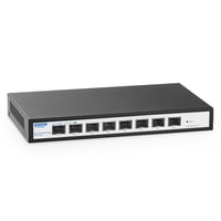 YuLinca 8-portový 10Gbps SFP+ Managed Switch - 160Gbps priepustnosť, kompatibilný s 1G/2.5G/10G, bezventilátorové kovové šasi, stolný/nástenný 1
