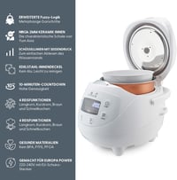 Yum Asia Panda Mini rizsfőző Ninja kerámia edénnyel, 0,63L, fehér - Arctic White 3