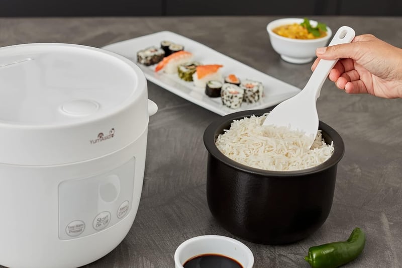 Yum Asia Tsuki Mini rizsfőző Shinsei kerámia edénnyel, 2,5 csésze, 5 funkcióval