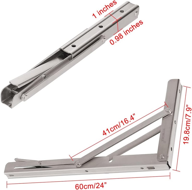 YUMORE 600mm összecsukható konzol 150kg terhelhetőség rozsdamentes acél 2db
