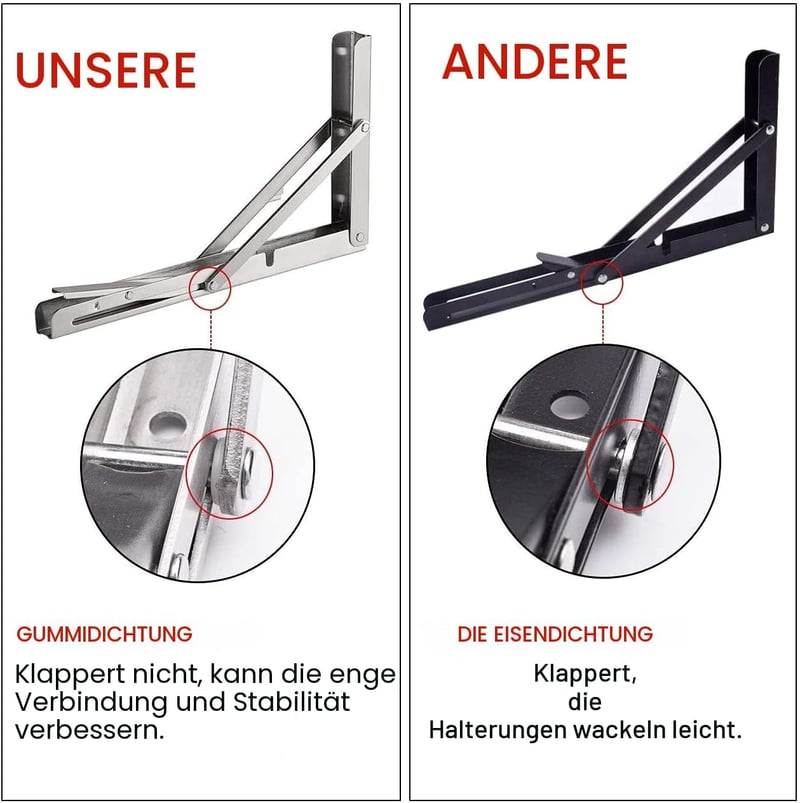 YUMORE 600mm összecsukható konzol 150kg terhelhetőség rozsdamentes acél 2db