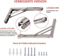 YUMORE 600mm összecsukható konzol 150kg terhelhetőség rozsdamentes acél 2db 6