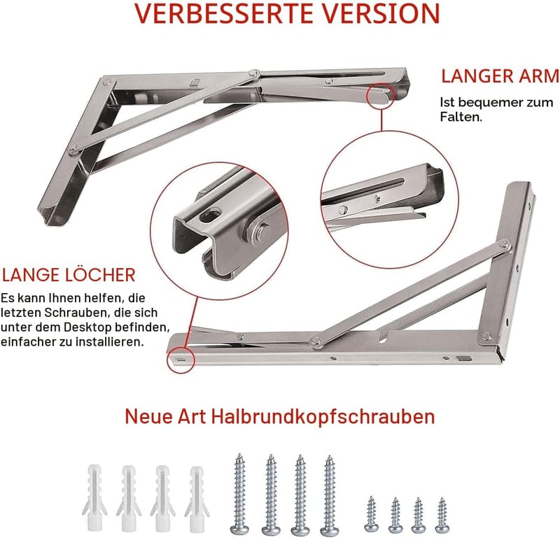 YUMORE 600mm összecsukható konzol 150kg terhelhetőség rozsdamentes acél 2db
