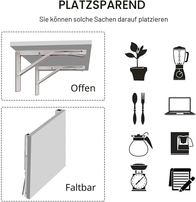 YUMORE 600mm összecsukható konzol 150kg terhelhetőség rozsdamentes acél 2db