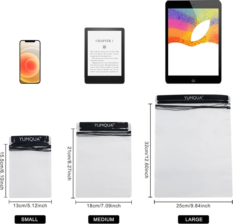 YUMQUA vízálló táska kamera telefon iPad dokumentum tároláshoz utazáshoz - Black