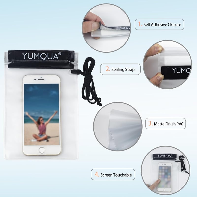 YUMQUA vízálló táska kamera telefon iPad dokumentum tároláshoz utazáshoz - Black