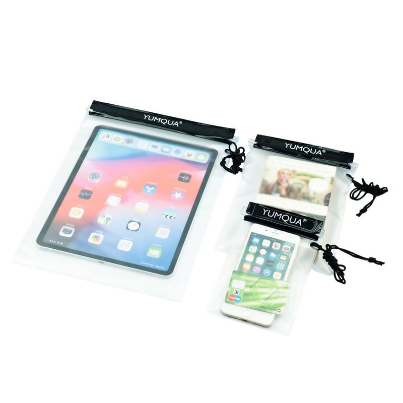 YUMQUA vodotesná taška na fotoaparát, telefón, iPad a dokumenty – čierna