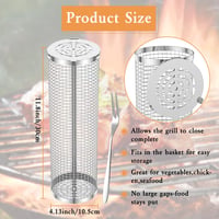 YumSur 2 db Rozsdamentes Acél Grillkosár Szett - Forgatható BBQ Kosár Zöldségekhez, Kempingezéshez, Sütőhöz - Mosogatógépben Mosható 2