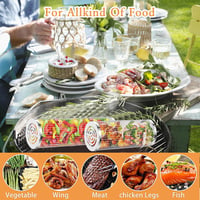 YumSur 2 db Rozsdamentes Acél Grillkosár Szett - Forgatható BBQ Kosár Zöldségekhez, Kempingezéshez, Sütőhöz - Mosogatógépben Mosható 4