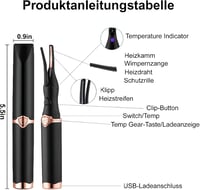 YumSur Elektromos Szempillgöndörítő - 3 Hőmérséklet Fokozattal, USB Töltéssel, Gyors és Tartós Göndörítés Minden Szempillatípushoz, Fekete 3