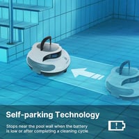 YUNDA POOLPURE Vezeték Nélküli Medencetisztító Robot, 100 Perces Üzemidő, Önparkoló Funkcióval, LED Kijelzővel, IPX8 Vízálló, Lapos Aljú Med - White 4