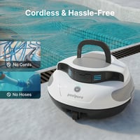 YUNDA POOLPURE Vezeték Nélküli Medencetisztító Robot, 100 Perces Üzemidő, Önparkoló Funkcióval, LED Kijelzővel, IPX8 Vízálló, Lapos Aljú Med - White 5