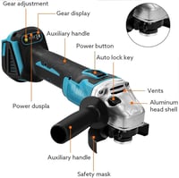 YUNJLI 18V Akkus Sarokcsiszoló 125mm Kefementes Motorral - 800W, 10000 RPM, Sebességszabályzós Fémcsiszoló Vágáshoz, Csiszoláshoz és Políroz 2