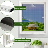 Plasă de țânțari YUNLEX pentru fereastră cu ramă de aluminiu, 60x80 cm, plasă anti-insecte cu fixare fără găurire, filtru pentru fereastră, protecție împotriva țânțarilor 2
