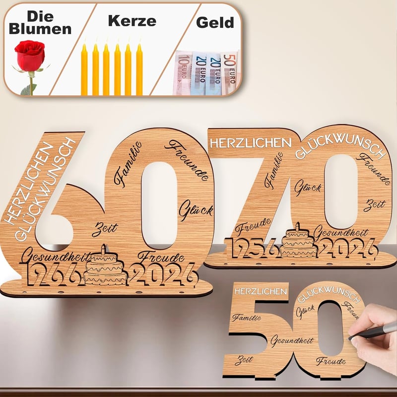 YUNLI 50. születésnap vendégkönyv fa tábla 2026 évszámmal 50 éves dekor számok nőnek férfinak személyre szabható ajándék