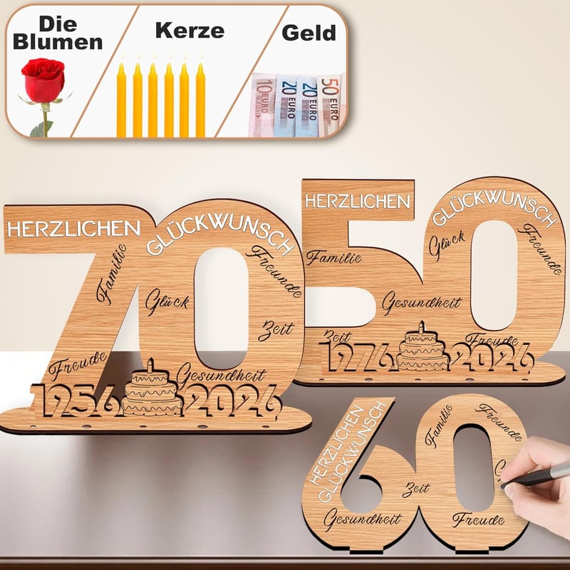 YUNLI Fa emléktábla vendégkönyv 60. születésnapra 2026 évszámmal 60 éveseknek dekor számok ajándék nőknek férfiaknak