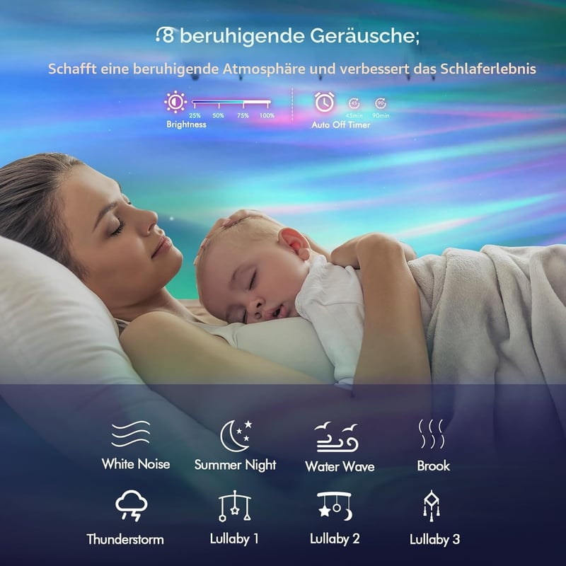 YunLone Csillagos Ég Projektor WiFi Aurora RGB Dimmer Bluetooth Hangszóróval