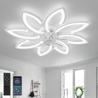 YUNLONG 90 cm Mennyezeti Ventilátor LED Világítással - Csendes DC Motor, 6 Sebességes, Távirányítós, Fehér, Hálószobába, Nappaliba 1