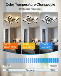 YUNLONG Okos Mennyezeti Ventilátor LED Világítással - Alexa és Google Kompatibilis, 6 Sebességű DC Motor, Nyári-Téli Üzemmód, Távirányítós,  3