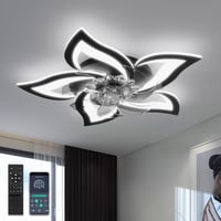 YUNLONG Fekete Mennyezeti Ventilátor Lámpával - Távirányítós, Csendes DC Motor, 6 Sebességű, Dimmelhető LED, Nyári-Téli Üzemmód, Modern Virá 1