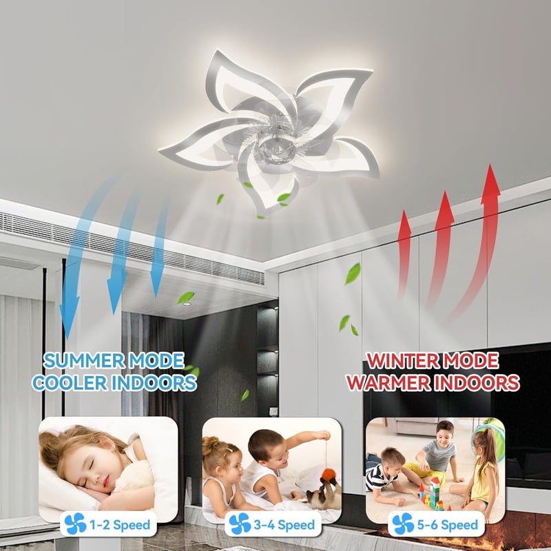YUNLONG Mennyezeti Ventilátor Lámpával - Króm Dizájn, Távirányítós, 6 Sebességű DC Motor, Állítható Fényerő, Nyári-Téli Üzemmód

AI: I've cr