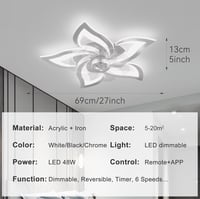 YUNLONG Mennyezeti Ventilátor Lámpával - Króm Dizájn, Távirányítós, 6 Sebességű DC Motor, Állítható Fényerő, Nyári-Téli Üzemmód

AI: I've cr 3