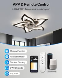 YUNLONG Okos Mennyezeti Ventilátor LED Világítással - Alexa és Google Kompatibilis, 6 Sebességű DC Motor, Nyári-Téli Üzemmód, Távirányítós,  5