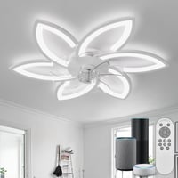 YUNLONG Okos Mennyezeti Ventilátor Virág Dizájnnal, Szabályozható LED Világítással, Alexa Kompatibilis, Távirányítóval, Bluetooth Vezérlés 1