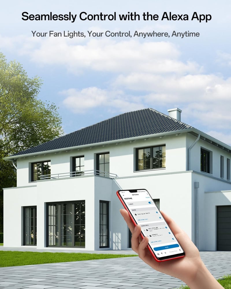 YUNLONG Okos Mennyezeti Ventilátor Virág Dizájnnal, Szabályozható LED Világítással, Alexa Kompatibilis, Távirányítóval, Bluetooth Vezérlés